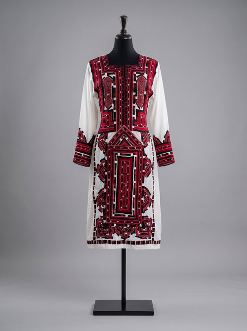 Authentic White Balochi Embroidery Dress